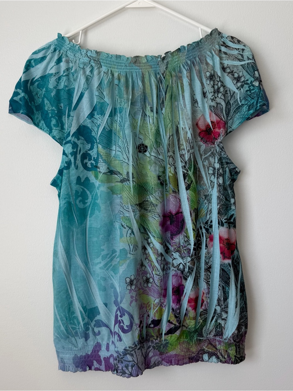 B.L.E.U. Floral Boho Rhinestone Top - Picture 5 of 6